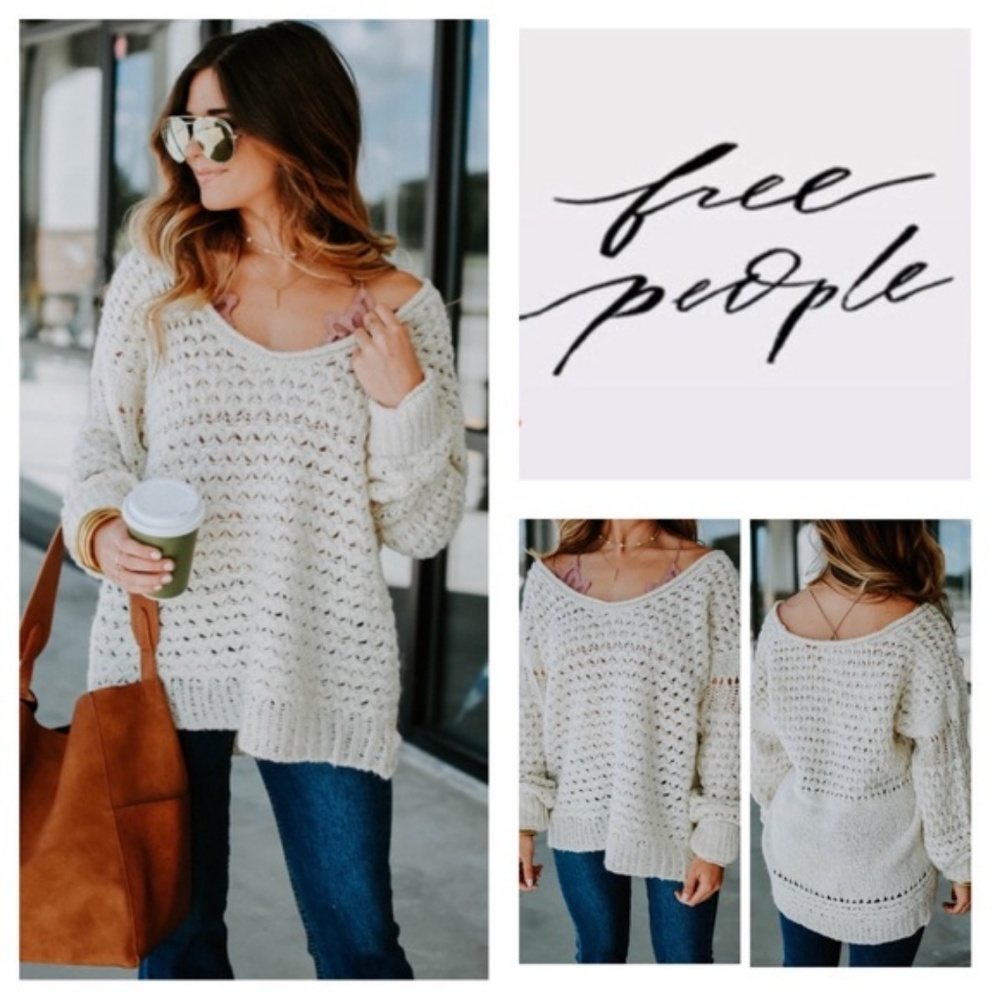NWT Free People Crashing Waves Open Knit Sweater